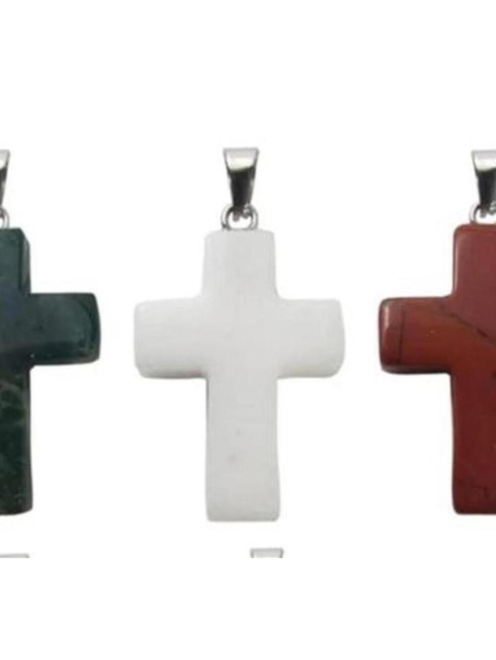 Cross Quartz Crystal Pendant Charm Necklace Unisex White